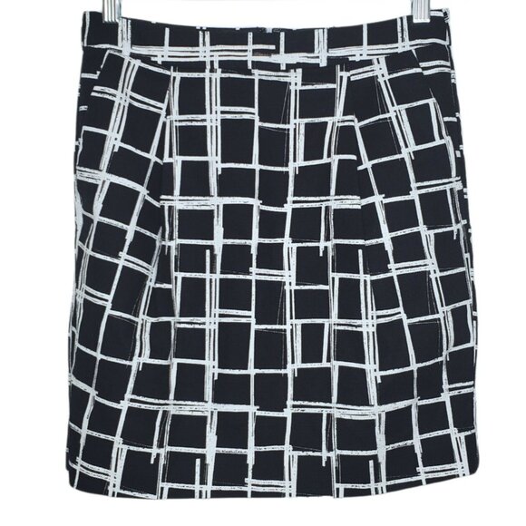 Gap Womens Skirt Size 2 Straight Pockets Squared Pattern Black White Career - Picture 1 of 8